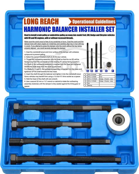 Amazon.com: Harmonic Balancer Installer Tool Set Long Reach Crankshaft ...