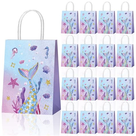 20 Pcs Mermaid Party Favor Bags Mermaid Gift Bags Paper Mermaid Goodie ...