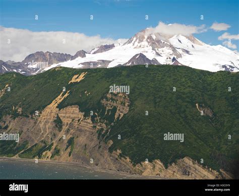 Aerial view of the Iliamna Volcano. Lake Clark National Park, Alaska ...