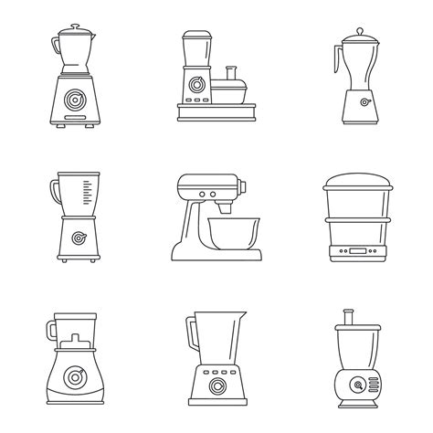 Food processor blender icon set | Premium Vector