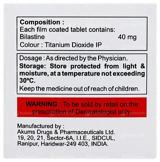 Bilatop 40 Mg Tablet 10 - Uses, Side Effects, Dosage, Price | Truemeds