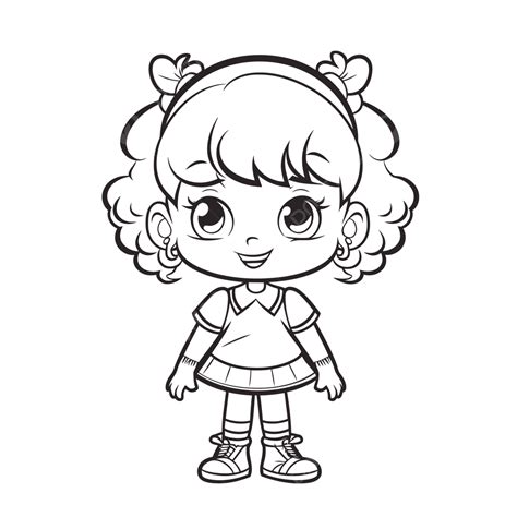 Little Girl Coloring Pages Outline Sketch Drawing Vector, Wing Drawing, Girl Drawing, Ring ...