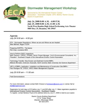 Fillable Online ieca Stormwater Management Workshop - International ...