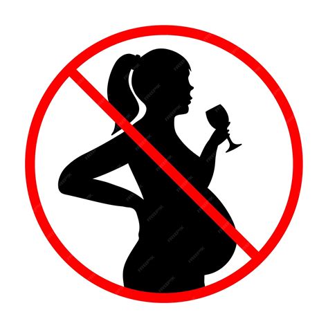 Premium Vector | Prohibition sign Of Pregnant Woman Drinking Alcohol
