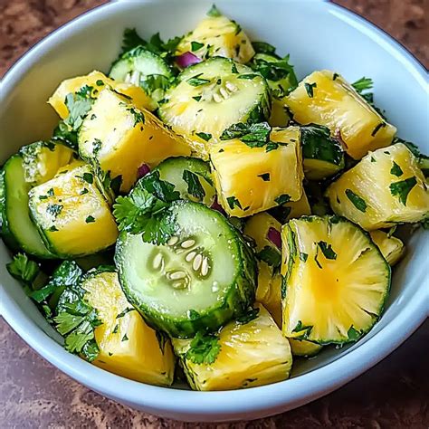 Juicy Pineapple Cucumber Salad in Minutes - Fresh dished