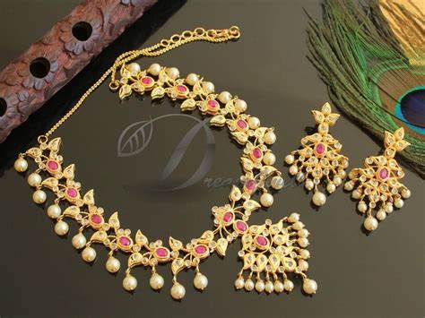 DREAMJWELL - Gorgeous Gold Tone Ad-ruby Necklace Set -dj05093 – dreamjwell