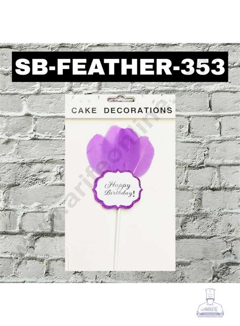 CAKE DECOR™ 1pcs Purple Happy Birthday Feather Topper For Cake Decorat ...