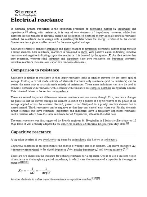 Image result for Electrical Reactance Formula
