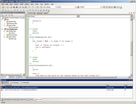 Image result for vs Output Window Compiler Error