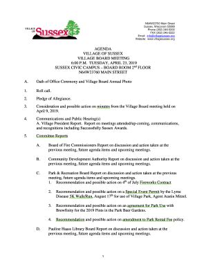 Fillable Online Oath of Office Ceremony and Village Board Annual Photo ...