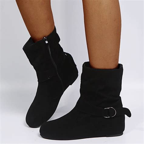 jsaierl Mid Calf Dress Boots For Women Wide Calf Slouchy Boots Zip up ...