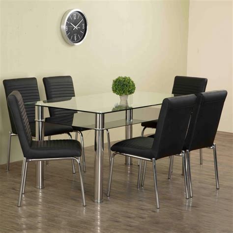 Home Centre Floris Set of 6 Faux Leather Dining Chairs - Black : Amazon ...