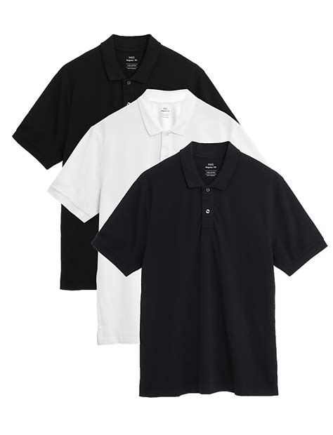 Buy 3 Pack Pure Cotton Polo Shirts at Marks & Spencer