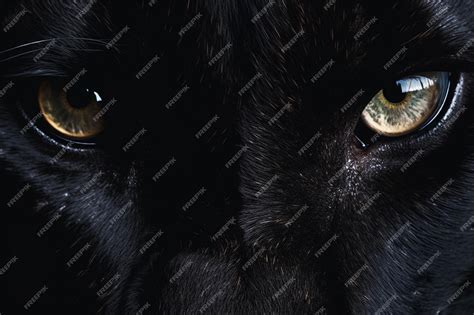 Premium AI Image | A black panthers eyes up close on black illustrat