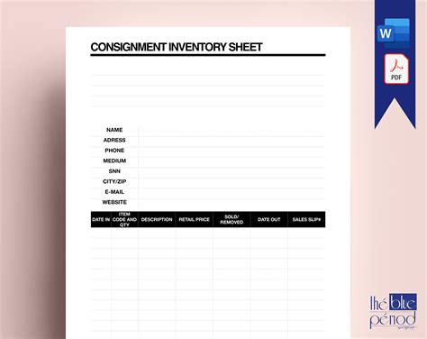 Image result for Consignment Inventory Form
