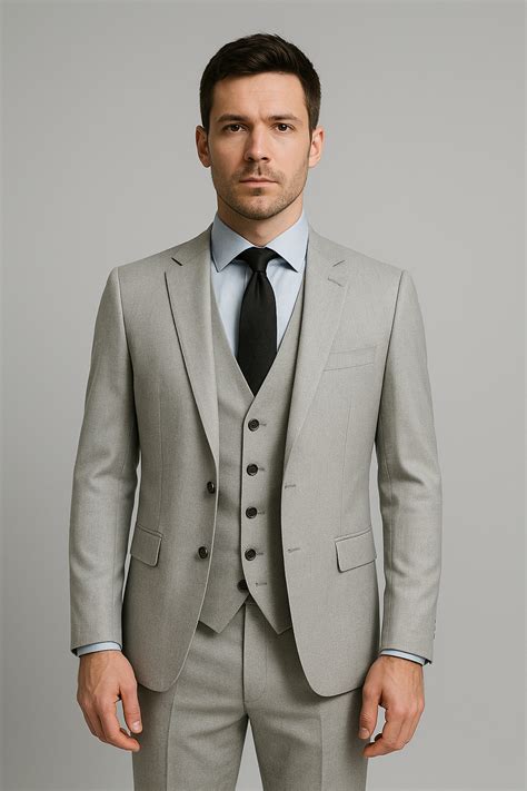 Ash Grey Slim Fit Three-Piece Suit (Imported) – Falcon Suits
