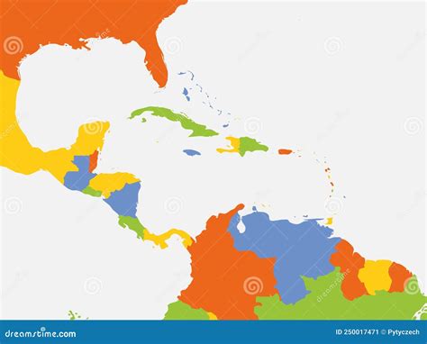 Political Map Of Central American And Caribbean Cartoon Vector | CartoonDealer.com #250017471