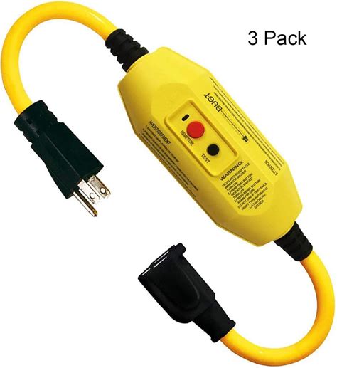3 Outlets 25 FT Cord GFCI Power Extension Cord Adapters & Multi-Outlets ...