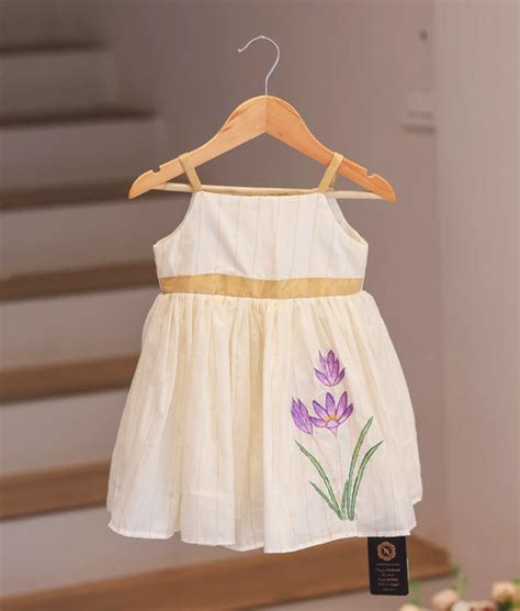 Off White Embroidered Cotton Frock For Baby Girl | Nakshatra Kids ...