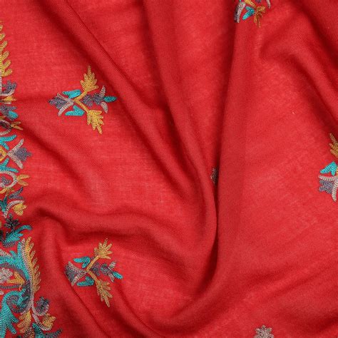 Buy Embroidery Maroon Woolen Shawl Online | Shingora