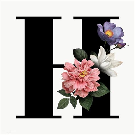 Download premium png of classic and elegant floral alphabet font letter h transparent png by ...
