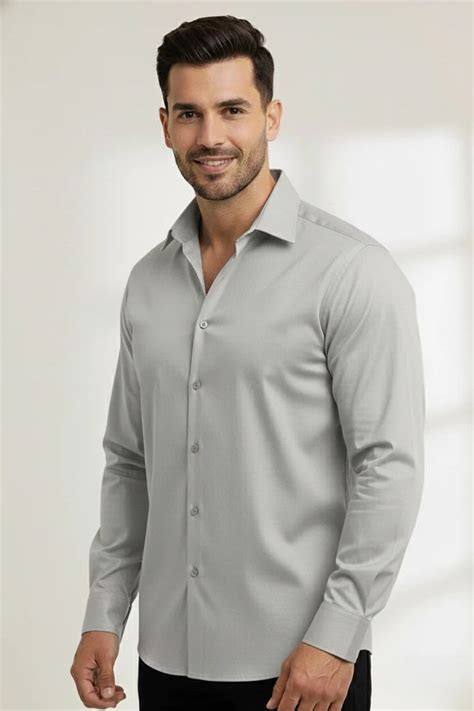 Sylora Light Grey Formal Cotton Shirt for Men – Sharp & Elegant – SYLORA
