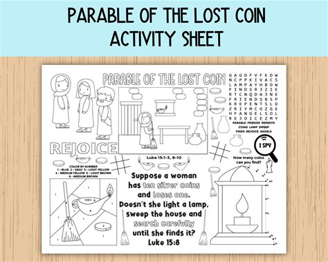 Parable of the Lost Coin Activity Sheet, Children's Church Activity ...