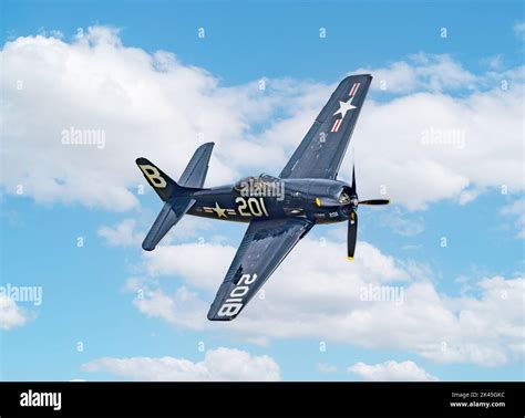 The Grumman F8F-2P Bearcat, a 1940s vintage American fighter plane ...