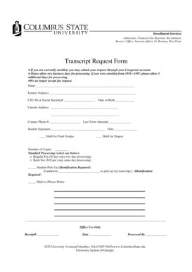 Transcript Request Form - Blank Fillable Template | Fill Out, Print ...