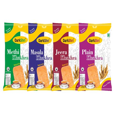 DarkShri Khakhra 4 Flavor Combo Methi, Masala, Jeera & Plain | Gujarati ...