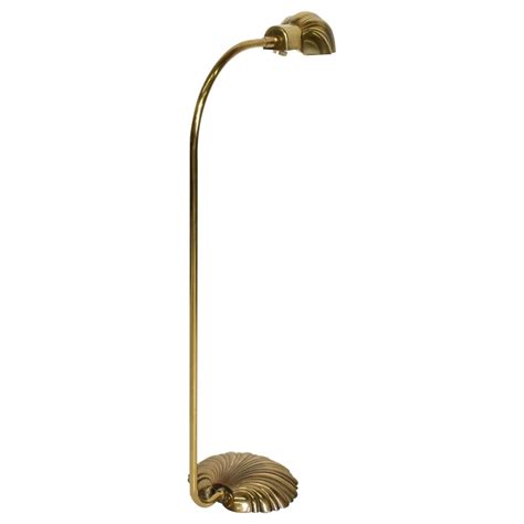 Mid-Century Modern Pharmacy Reading Floor Lamp Brass Seashell Shape at ...