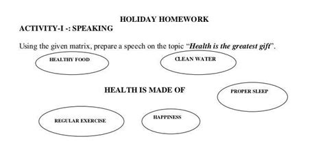 Using the given matrix, prepare a speech on the topic “Health is the ...