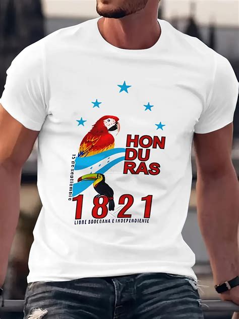 1pc Honduras Summer Casual Crew Neck T-Shirt, 100% Polyester Knit ...