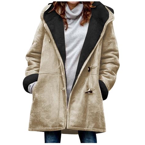 Pejock Jackets for Women Winter Warm Sherpa Lined Coats Plus Size ...