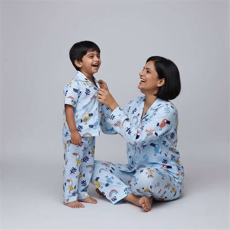 Chirpy Sleep Mother–Son Pajama Set | Colourful Matching Cotton ...