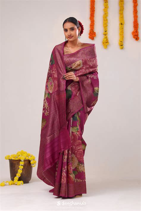 Pure Tussar Silk Sarees Online | Printed Tussar | Singhania's