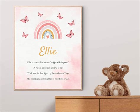 Ellie, Name Meaning, Poem, Nursery Wall Art, Nursery Decor, Gift, Kids ...