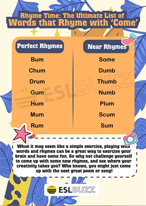 Words that Rhyme with Come to Help You Become an English Master - ESLBUZZ