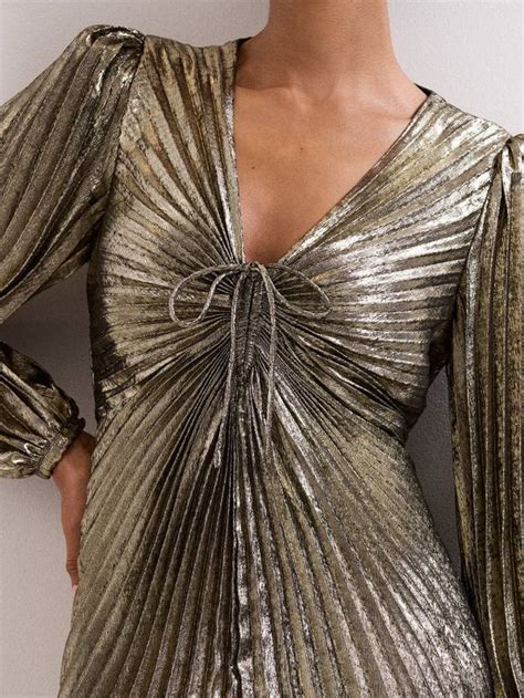 Phase Eight Ellen Pleated Maxi Dress, Gold