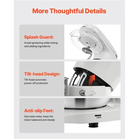 VEVOR Stand Mixer White 6-Quart Commercial Tilt-head Stand Mixer in the ...