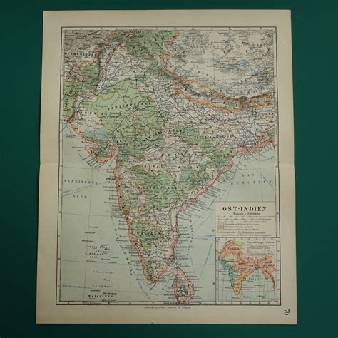 Vintage Map of India 1905 Detailed Original Antique Print Indian ...