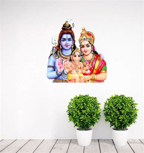 Decor Villa Shiv parvati ganesh ji Wall Sticker Medium Reusable Sticker ...