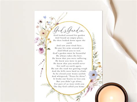 God's Garden Poem, Gods Garden Prayer, Printable God’s Garden Funeral Poem, God Looked Around ...