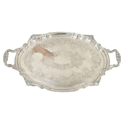 Antique English Victorian Large Silver Plated Scalloped Serving Platter ...