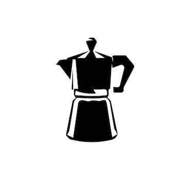 Moka pot vector silhouette traditional italian coffee maker on white ...