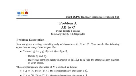 2024 ICPC Kanpur Regional Problem Set - Goof - Studocu