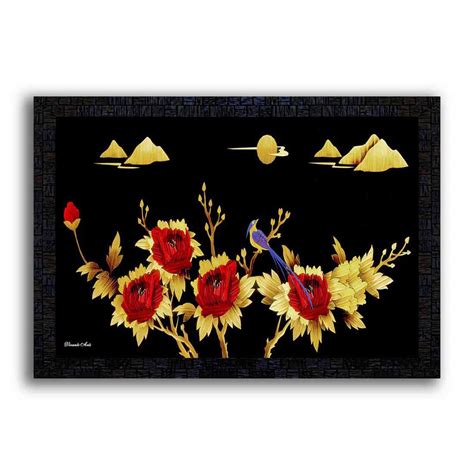 PNF Black Velvet Painting on Paper with Wooden Synthetic Frame Painting ...