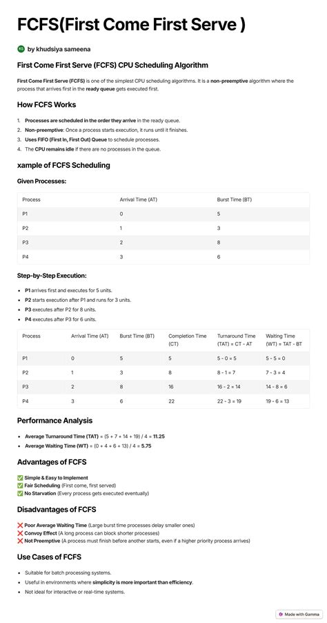 FCFS Scheduling Algorithm Overview and Analysis - Studocu