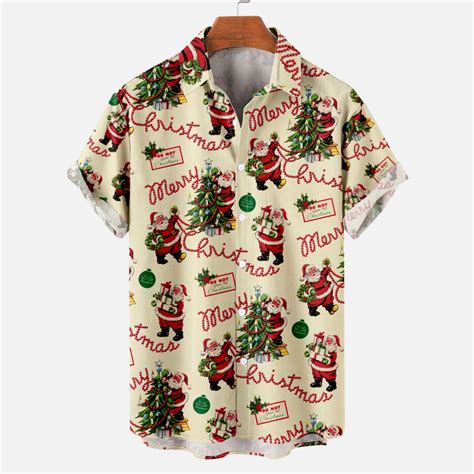 Mens Christmas Button Down Shirts,Men's Christmas Shirt Short Sleeve ...