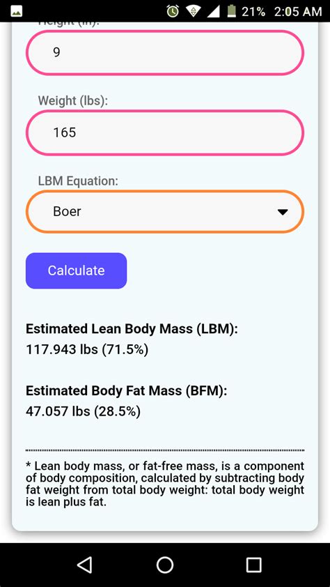 Lean Body Mass Calculator - App on Amazon Appstore